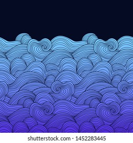 Decorative seamless pattern. Vector illustration with abstract waves or dunes. Linear ornament.