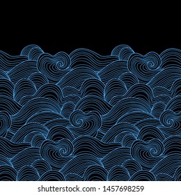 Decorative seamless pattern. Vector illustration with abstract waves or dunes. Linear ornament.