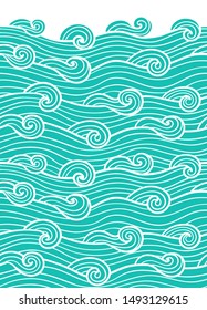 Decorative seamless pattern. Vector illustration with abstract waves. Linear border ornament.