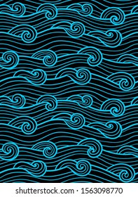 Decorative seamless pattern. Vector illustration with abstract waves or dunes. Linear ornament.
