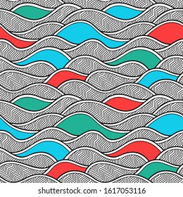 Decorative seamless pattern. Vector illustration with abstract waves or dunes. Geometric ornament.