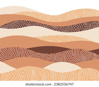 Decorative seamless pattern. Vector illustration with abstract waves or dunes. Geometric ornament.