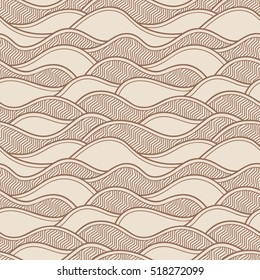 Decorative seamless pattern. Vector illustration with abstract waves or dunes. Geometric ornament.