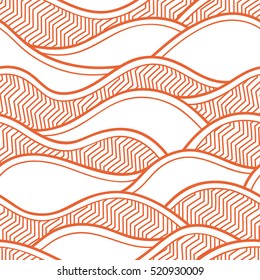 Decorative seamless pattern. Vector illustration with abstract waves or dunes. Geometric ornament.
