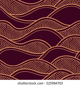 Decorative seamless pattern. Vector illustration with abstract waves or dunes. Geometric ornament.