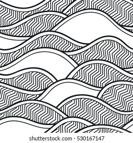 Decorative seamless pattern. Vector illustration with abstract waves or dunes. Geometric ornament.