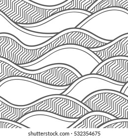 Decorative seamless pattern. Vector illustration with abstract waves or dunes. Geometric ornament.