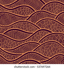 Decorative seamless pattern. Vector illustration with abstract waves or dunes. Geometric ornament.