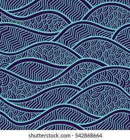 Decorative seamless pattern. Vector illustration with abstract waves or dunes. Geometric ornament.