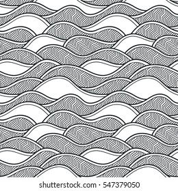 Decorative seamless pattern. Vector illustration with abstract waves or dunes. Geometric ornament.