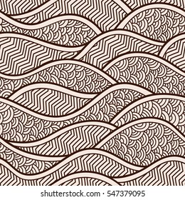 Decorative seamless pattern. Vector illustration with abstract waves or dunes. Geometric ornament.