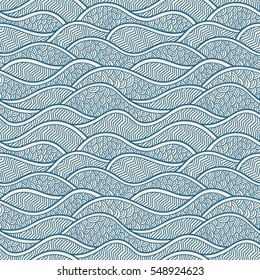 Decorative seamless pattern. Vector illustration with abstract waves or dunes. Geometric ornament.