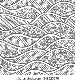 Decorative seamless pattern. Vector illustration with abstract waves or dunes. Geometric ornament.