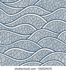 Decorative seamless pattern. Vector illustration with abstract waves or dunes. Geometric ornament.