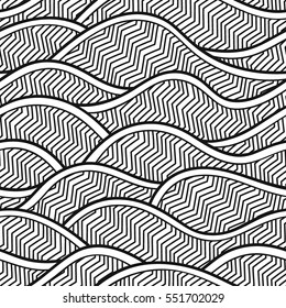 Decorative seamless pattern. Vector illustration with abstract waves or dunes. Geometric ornament.