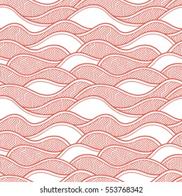 Decorative seamless pattern. Vector illustration with abstract waves or dunes. Geometric ornament.
