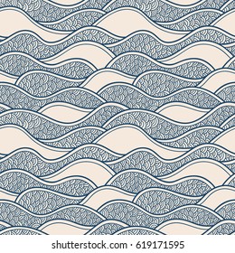 Decorative seamless pattern. Vector illustration with abstract waves or dunes. Geometric ornament.