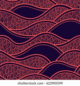 Decorative seamless pattern. Vector illustration with abstract waves or dunes. Geometric ornament.