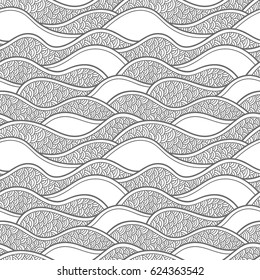 Decorative seamless pattern. Vector illustration with abstract waves or dunes. Geometric ornament.