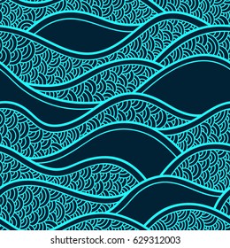 Decorative seamless pattern. Vector illustration with abstract waves or dunes. Geometric ornament.