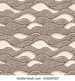 Decorative seamless pattern. Vector illustration with abstract waves or dunes. Geometric ornament.
