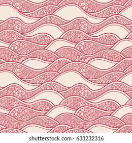 Decorative seamless pattern. Vector illustration with abstract waves or dunes. Geometric ornament.
