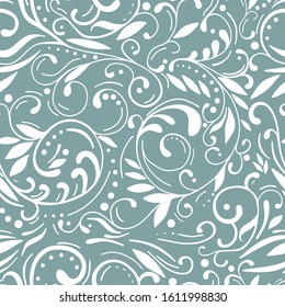 Decorative seamless pattern vector with openwork flower ornament on a blue background. Abstract pattern for design cards, invitations, wallpaper, wrapping paper.