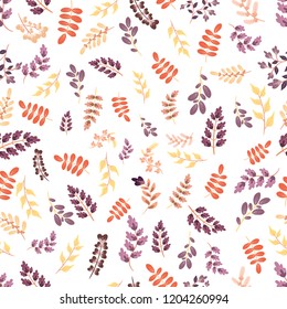 Decorative seamless pattern in vintage style. Bright flowers and plants on a white background.