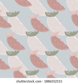 Patrón decorativo sin costuras con persimones vitamínicos rebanando formas pálidas. Fondo azul claro. Diseñado para el diseño de tejidos, impresión textil, envoltura, cubierta. Ilustración vectorial.