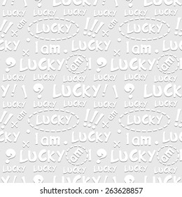 decorative seamless pattern with  white volume funny lettering