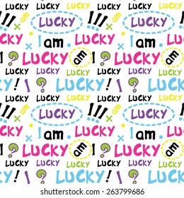decorative seamless pattern with  white volume funny lettering