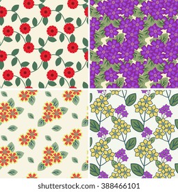 Decorative seamless patterns with flowers