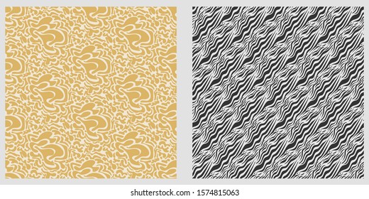 Decorative seamless patterns. Two abstract background wallpaper in retro style. Seamless vector backgrounds.
