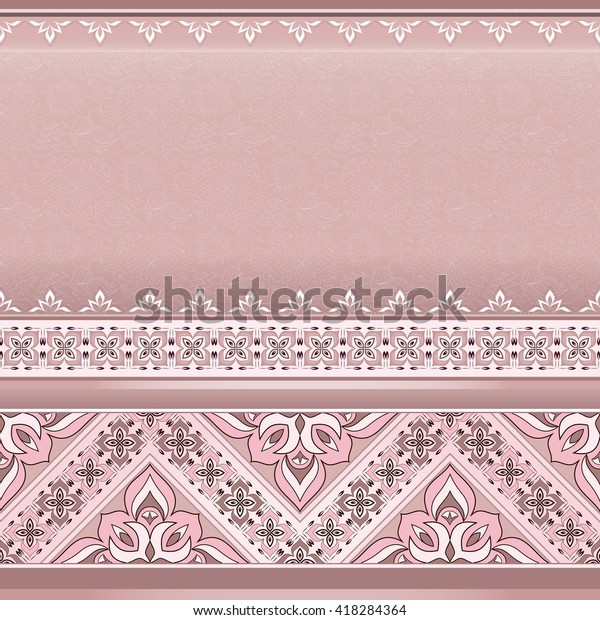 Decorative Seamless Pink Brown Floral Border Stock Vector Royalty Free 418284364