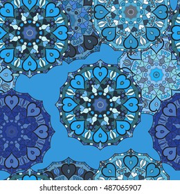 Decorative seamless print for textile or background. Lace oriental ornament.
