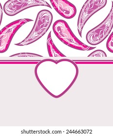Decorative seamless purple texture with heart. Vector