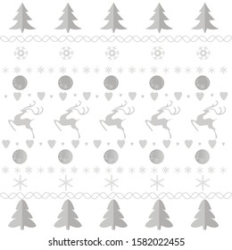 Decorative seamless reindeer vector pattern Merry Christmas and Happy New Year. Design illustration background holiday repeat ornament print.