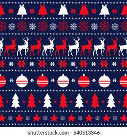 Decorative seamless reindeer vector pattern Merry Christmas and Happy New Year. Design illustration background holiday repeat print.