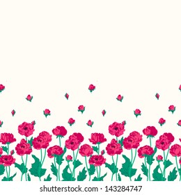 Decorative seamless textiles with blossoming anemones