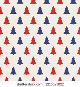 Decorative seamless texture with Christmas trees. Vector.