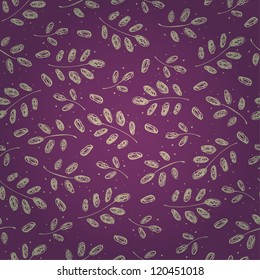 Decorative seamless texture with doodle linear leaves. Endless hand drawn pattern. Template for design and decoration wrapping paper, backgrounds, textile, package