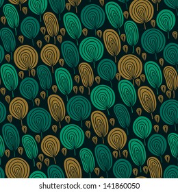 Decorative seamless texture with leaves. Effect endless blue pattern. Template for design fabric, backgrounds, covers, package