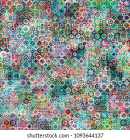 Decorative seamless texture. Rings and strokes. Colored pattern. Abstract vector background for web page, banners backdrop, fabric, home decor, wrapping