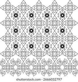 Decorative seamless Thai motif vector, ideal for high-end interior, luxury branding, and ornamental projects.