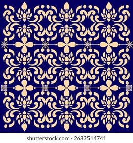 Vetor decorativo de motivo tailandês sem costura, ideal para interiores de alto nível, marcas de luxo e projetos ornamentais. 