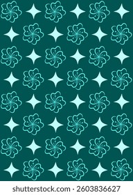 Decorative Seamless Tile Design with Flowers and Stars