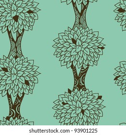 decorative seamless tree pattern with unusual graphic trunks and leavs which can be used as wallpaper