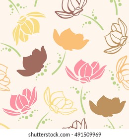 Decorative seamless vector illustration with flower blossoms