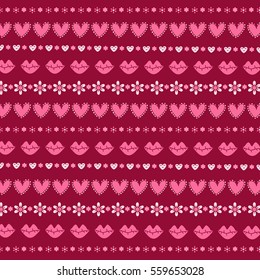 Decorative seamless vector love icon ornament pattern. Design background print image.