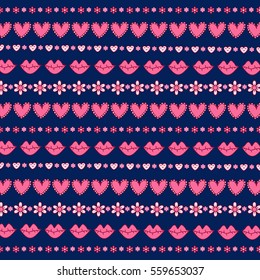 Decorative seamless vector love icon ornament pattern. Design background print.